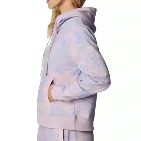 Columbia PFG Slack Water French Terry Hoodie Lavender blue Floral Plus Size 1X - Picture 1 of 4